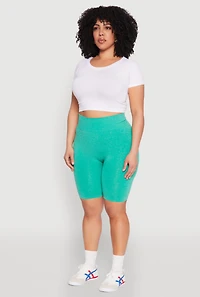Womens Plus Seamless High Waist Bike Shorts, 1X-2X