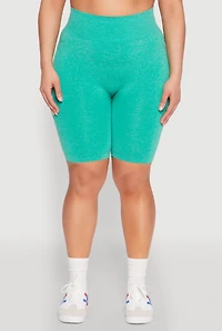 Womens Plus Seamless High Waist Bike Shorts, 1X-2X