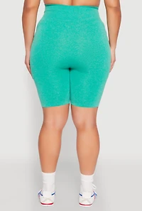 Womens Plus Seamless High Waist Bike Shorts, 1X-2X