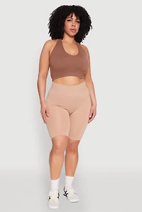 Womens Plus Seamless High Waist Bike Shorts,