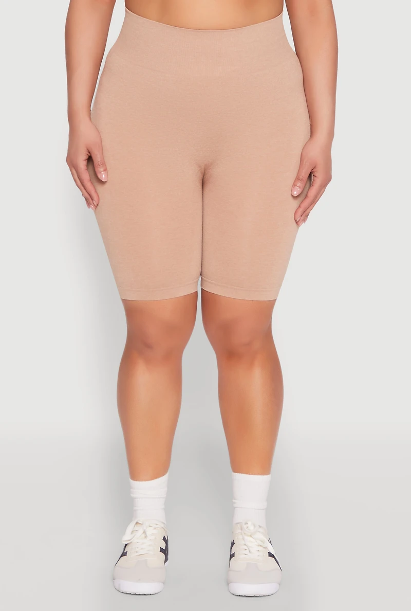 Womens Plus Seamless High Waist Bike Shorts,