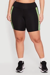 Plus Mesh Side Striped Biker Shorts