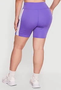 Plus Mesh Side Striped Biker Shorts