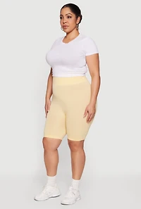 Plus Seamless Waffle Knit Waist Bike Shorts