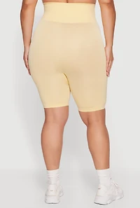 Plus Seamless Waffle Knit Waist Bike Shorts