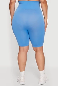 Plus Seamless Waffle Knit Waist Bike Shorts