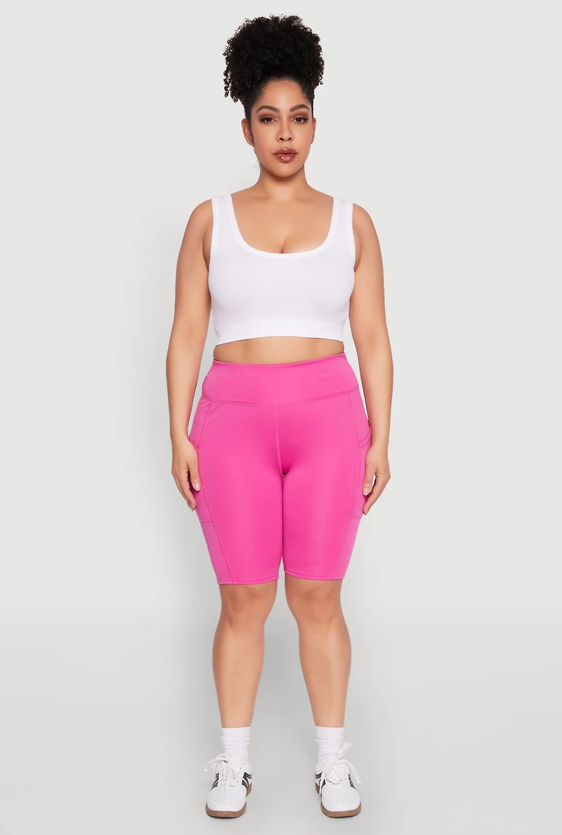 Womens Plus Size Spandex Biker Shorts, Pink, Size 1X