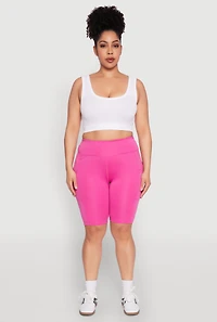 Womens Plus Size Spandex Biker Shorts, Pink, Size 1X