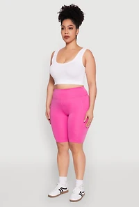 Womens Plus Size Spandex Biker Shorts, Pink, Size 1X