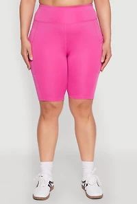 Womens Plus Size Spandex Biker Shorts, Pink, Size 1X