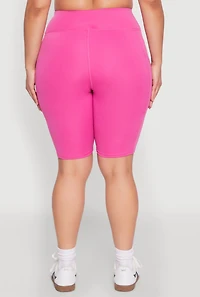 Womens Plus Size Spandex Biker Shorts, Pink, Size 1X