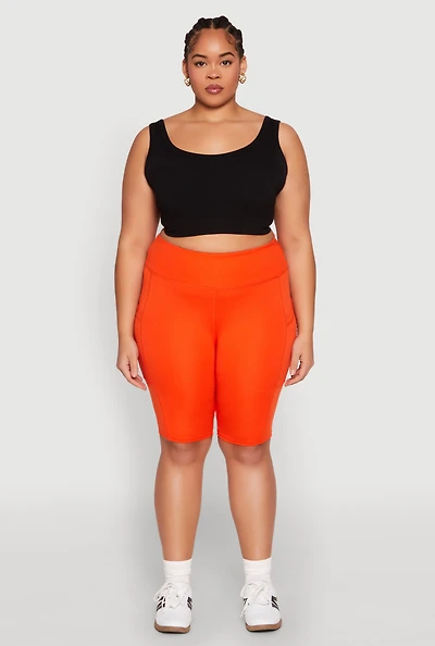 Womens Plus Size Spandex Biker Shorts, Orange, Size 2X
