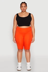 Womens Plus Size Spandex Biker Shorts, Orange, Size 2X