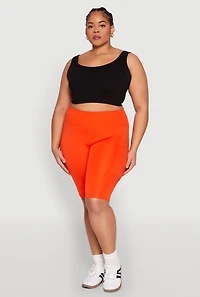 Womens Plus Size Spandex Biker Shorts, Orange, Size 2X