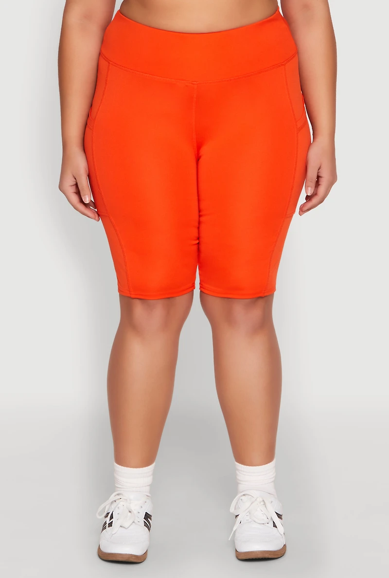 Womens Plus Size Spandex Biker Shorts, Orange, Size 2X