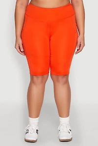 Womens Plus Size Spandex Biker Shorts, Orange, Size 2X