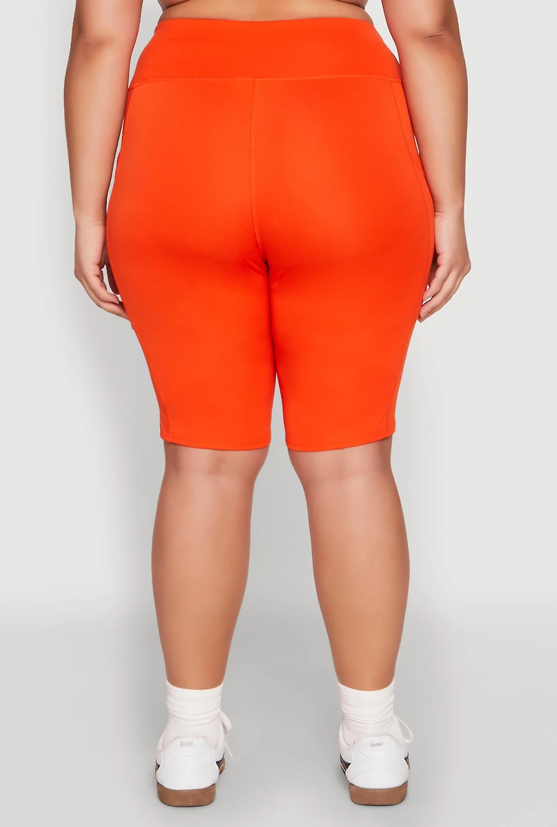 Womens Plus Size Spandex Biker Shorts, Orange, Size 2X