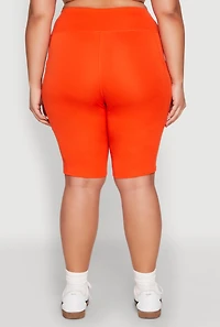 Womens Plus Size Spandex Biker Shorts, Orange, Size 2X