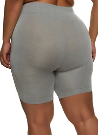 Womens Plus High Waist Seamless Bike Shorts,