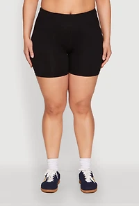 Womens Plus Size High Waist Bike Shorts, Black, Size 3X