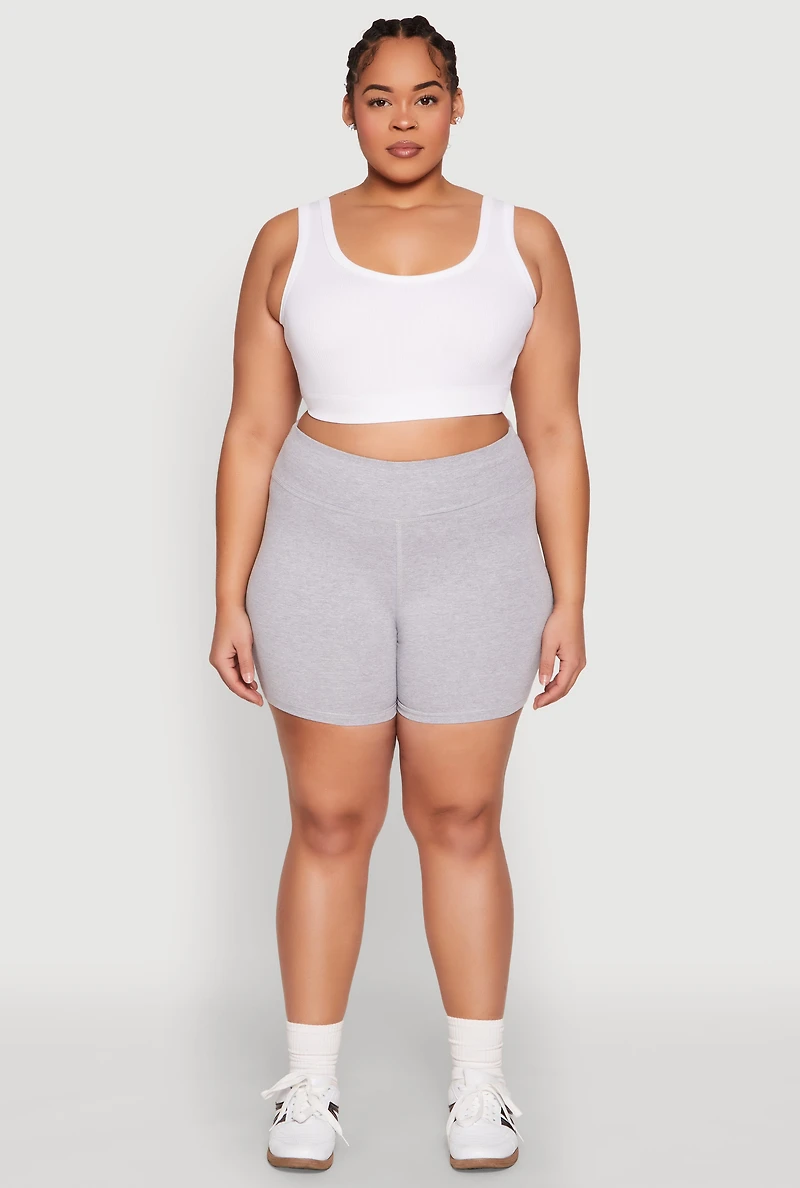 Womens Plus High Waist Bike Shorts, 1X