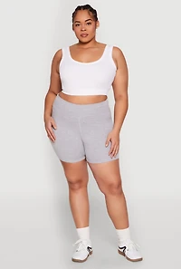 Womens Plus Size High Waist Bike Shorts, Grey, Size 3X