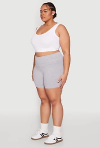 Womens Plus Size High Waist Bike Shorts, Grey, Size 3X