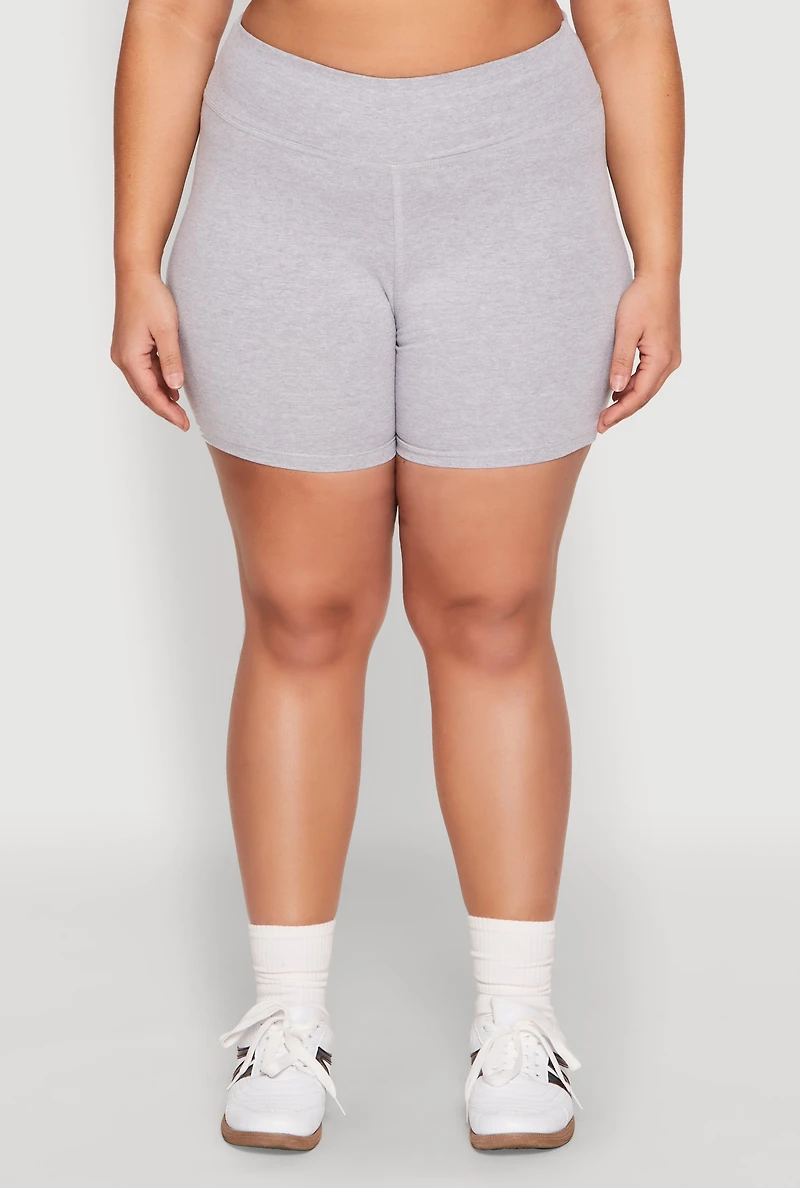 Womens Plus High Waist Bike Shorts,