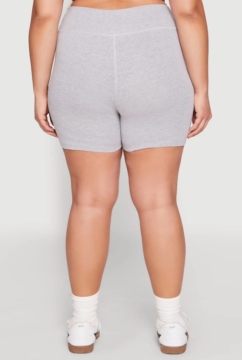 Womens Plus High Waist Bike Shorts, 1X