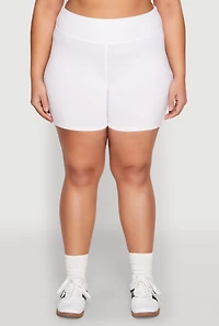Womens Plus Size High Waist Bike Shorts, White, Size 2X