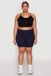 Womens Plus Size High Waist Bike Shorts, Blue, Size 3X