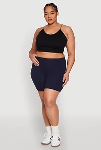 Womens Plus Size High Waist Bike Shorts, Blue, Size 3X