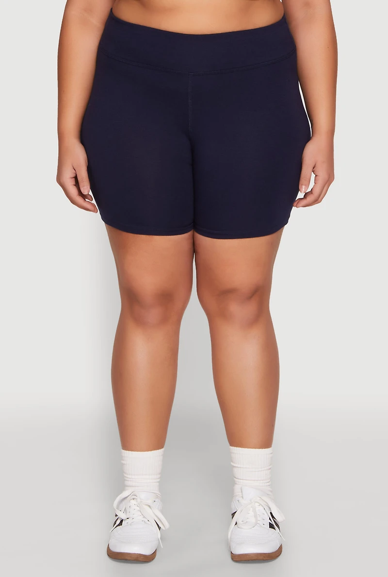 Womens Plus Size High Waist Bike Shorts, Blue, Size 3X