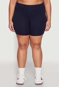 Womens Plus Size High Waist Bike Shorts, Blue, Size 3X