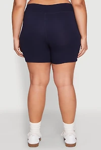 Womens Plus Size High Waist Bike Shorts, Blue, Size 3X