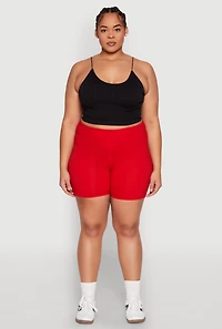 Womens Plus Size High Waist Bike Shorts, Red, Size 3X