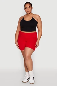 Womens Plus Size High Waist Bike Shorts, Red, Size 3X