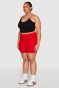Womens Plus Size High Waist Bike Shorts, Red, Size 3X