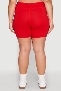 Womens Plus Size High Waist Bike Shorts, Red, Size 3X