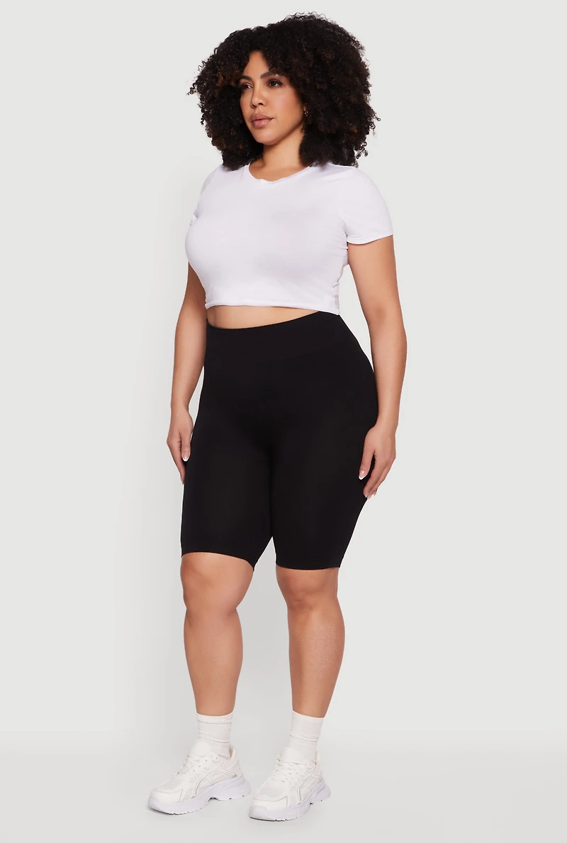 Plus High Waisted Seamless Bike Shorts