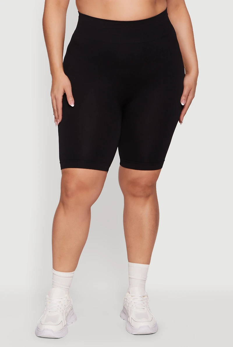 Plus High Waisted Seamless Bike Shorts
