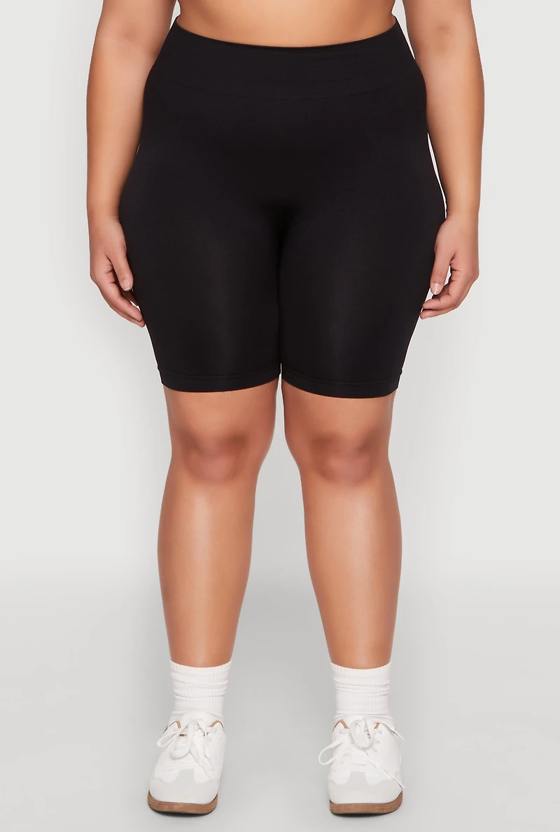 Plus High Waist Seamless Biker Shorts