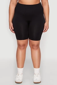 Plus High Waist Seamless Biker Shorts