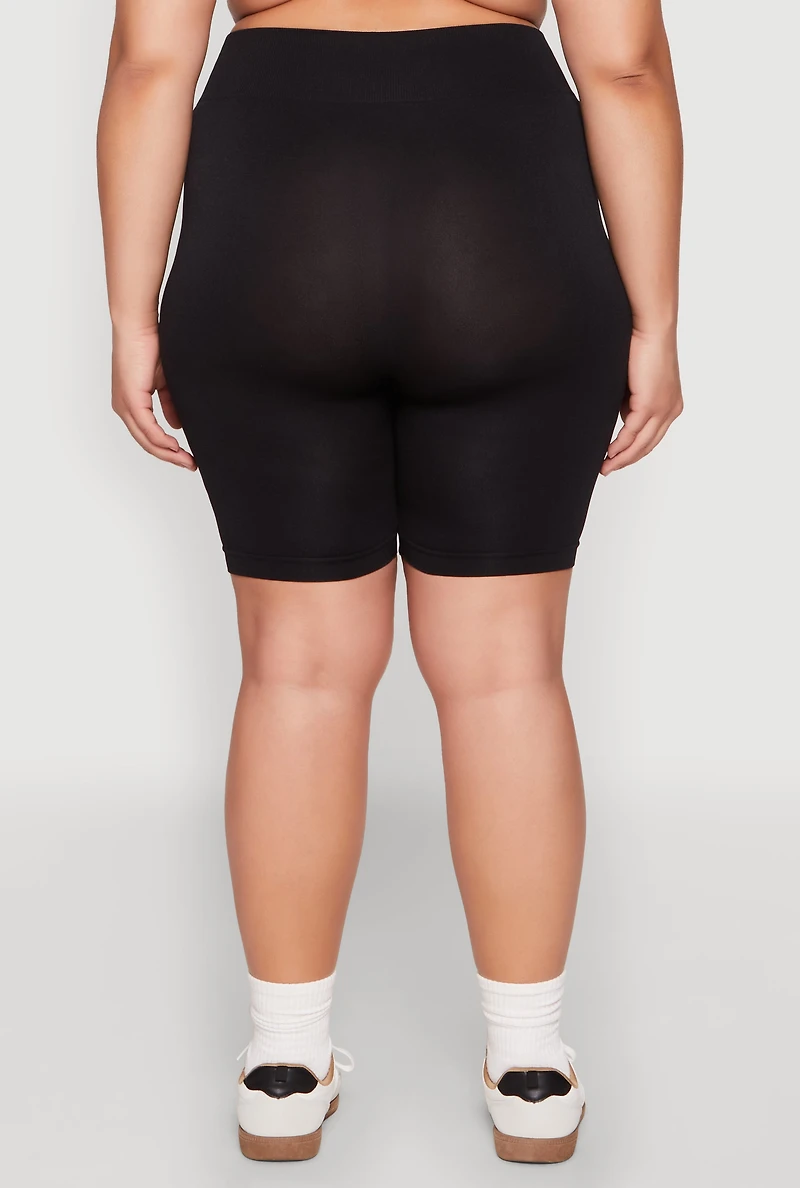 Plus High Waist Seamless Biker Shorts