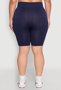 Womens Plus High Waist Seamless Biker Shorts,