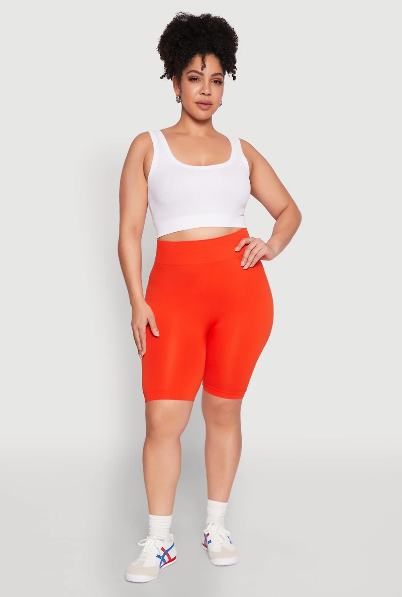 Plus High Waist Seamless Biker Shorts