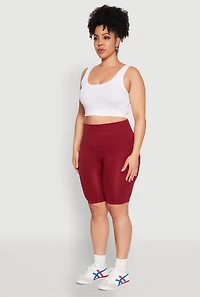 Womens Plus High Waist Seamless Biker Shorts,