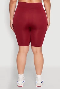 Womens Plus High Waist Seamless Biker Shorts,