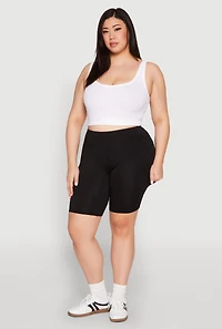Plus Spandex Cargo Biker Shorts