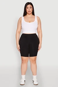 Plus Spandex Cargo Biker Shorts